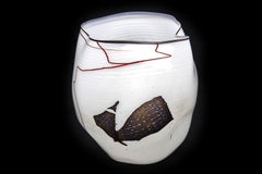 Vintage Dale Chihuly Navajo Blanket Basket 1980 Glass Sculpture Signed
