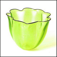 Dale Chihuly ORIGINAL Hand Blown Glass Macchia Large Hand Signed Modern Basket