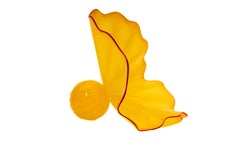 Dale Chihuly Original Yellow Buttercup Persian with Red Lip Wrap Handblown Glass