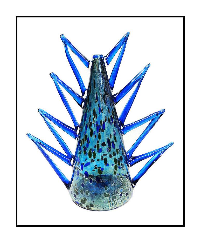 Dale Chihuly Abstract Sculpture - DALE CHIHULY Rare Original Venetian Vase Hand Blown Glass Signed Artwork Macchia