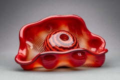 Dale Chihuly Rare Retired 95" Chinese Red Seaform Pair Glass Sculpture w/Cert