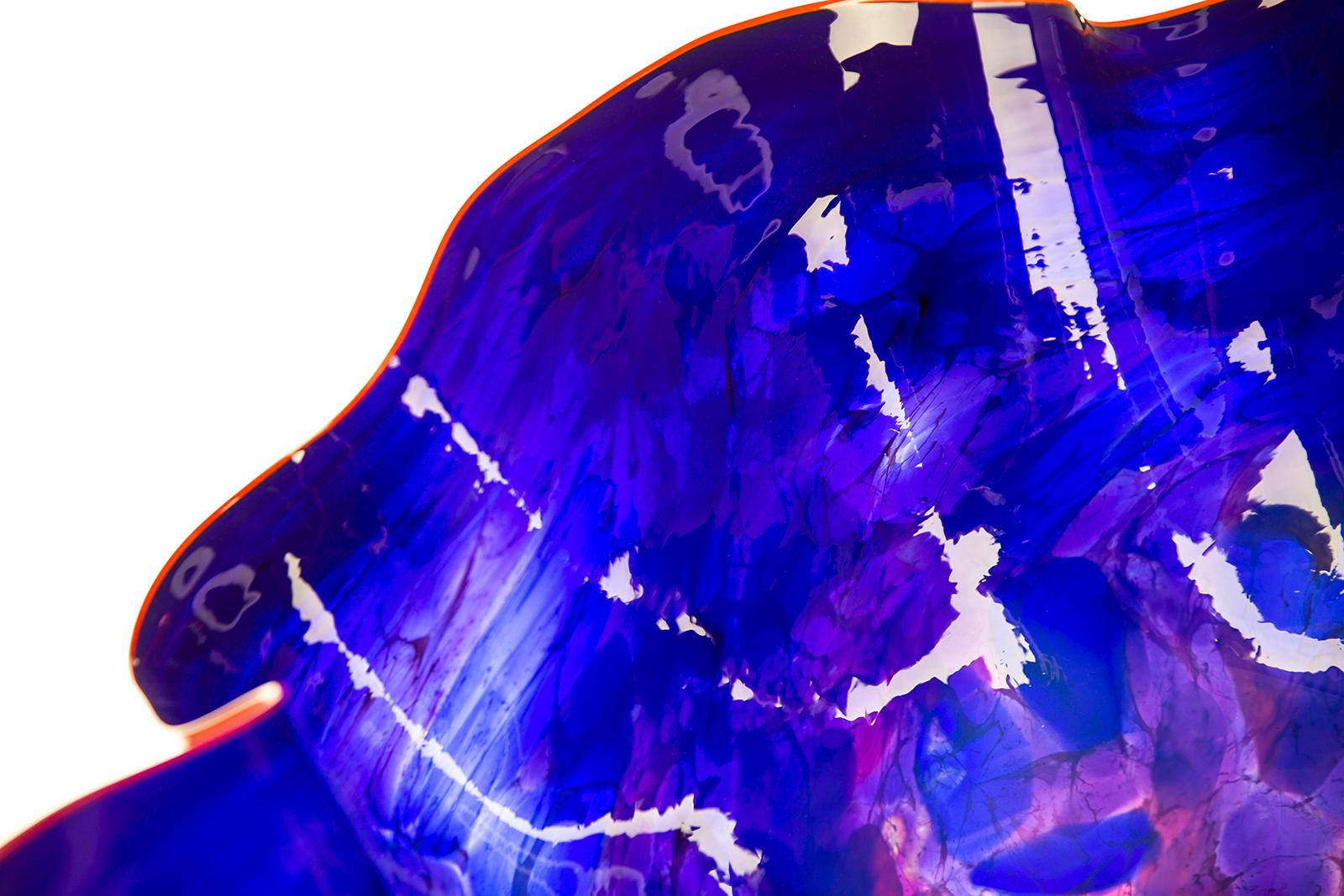 Dale Chihuly Royal Blue Macchia with Para Red Lip Original Handblown Glass  For Sale 5