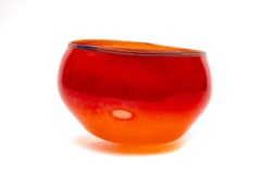 Dale Chihuly Signed 11 Inch 1978 Red-Orange Hand Blown Glass Basket