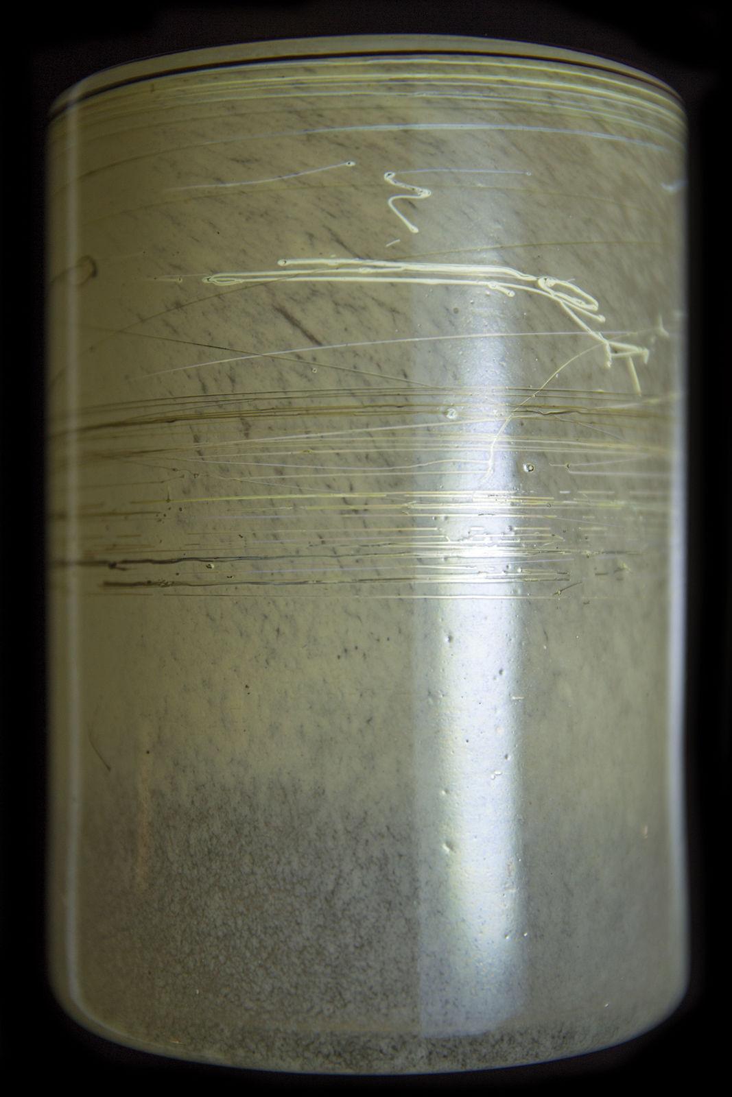 Dale Chihuly - Ivory Navajo Blanket Cylinder Studio
Blown glass vase
1979, Engraved signature and date at the bottom
Signed and dated
Approx. 6 ⅞ inches H
Mint condition. No chips, cracks or repairs.
Includes Protective Display Case
 
 
It’s not a