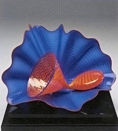 "Lapis Persian Pair, " Biomorphic Hand-blown Glass Sculpture by Dale Chihuly