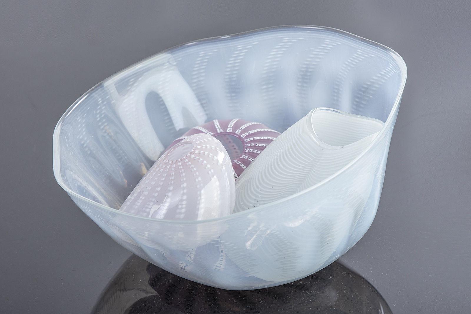 Large Dale Chihuly 1980 Four piece Basket Set Signed Dated Hand Blown Glass For Sale 1