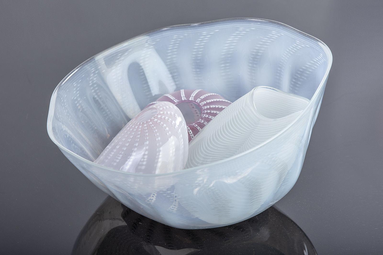 Large Dale Chihuly 1980 Four piece Basket Set Signed Dated Hand Blown Glass For Sale 2