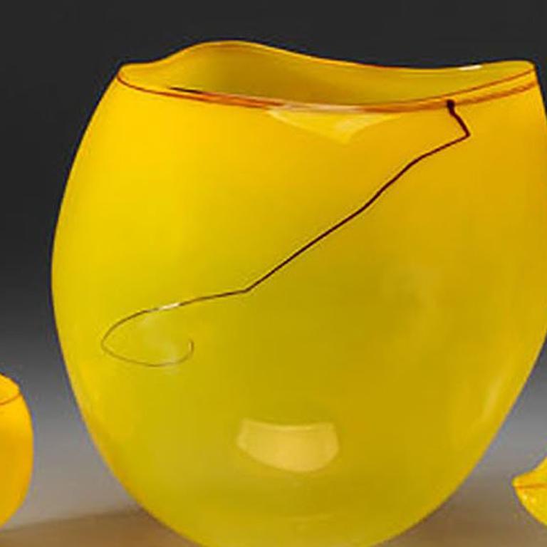 SUN YELLOW BASKET SET - Contemporary Sculpture by Dale Chihuly