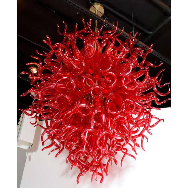 Modern Dale Chihuly Style Murano Glass Chandelier For Sale