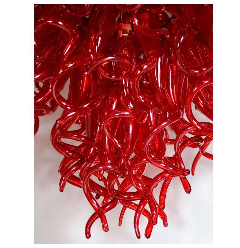 Hand-Crafted Dale Chihuly Style Murano Glass Chandelier For Sale