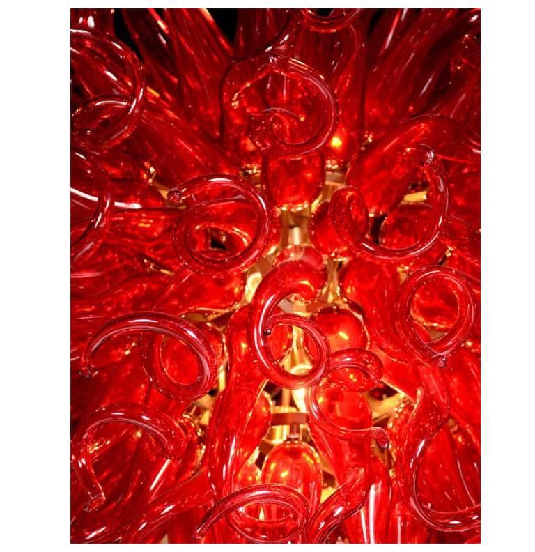 Dale Chihuly Style Murano Glass Chandelier In Excellent Condition For Sale In Monterey, CA