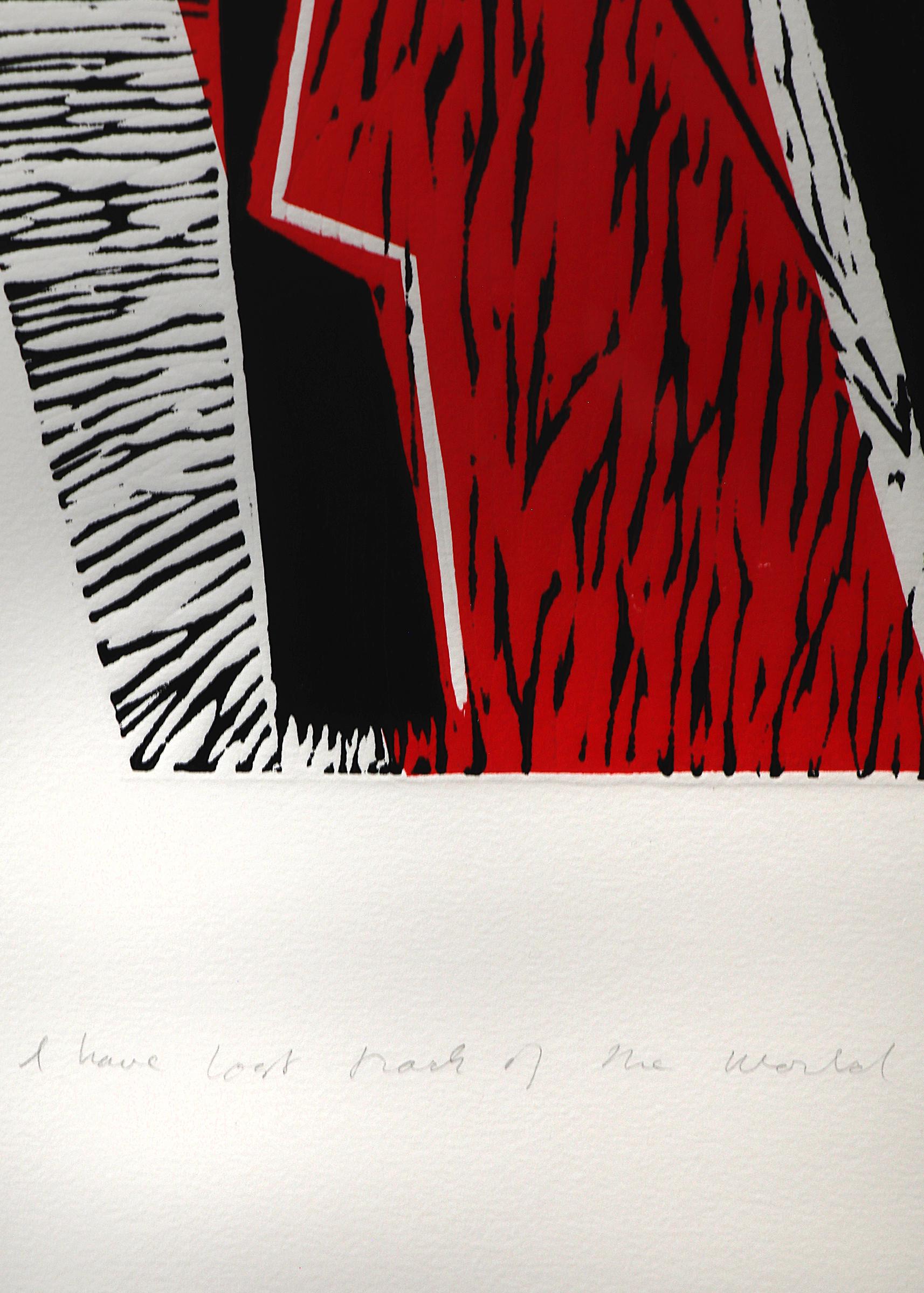 Group of 5 1980s Abstract Lithographs, Red & Black American Modern Art Prints For Sale 11