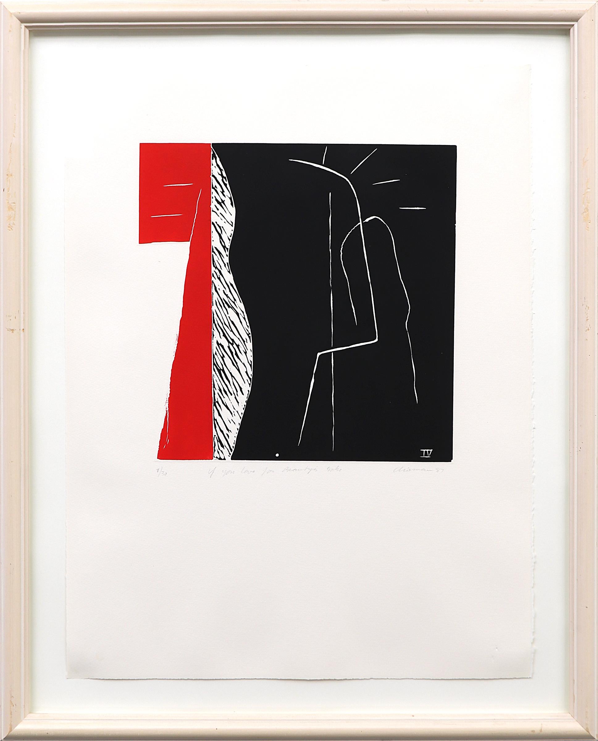 Group of Five 1980s Abstract Lithographs Individually Titled, Red & Black For Sale 5