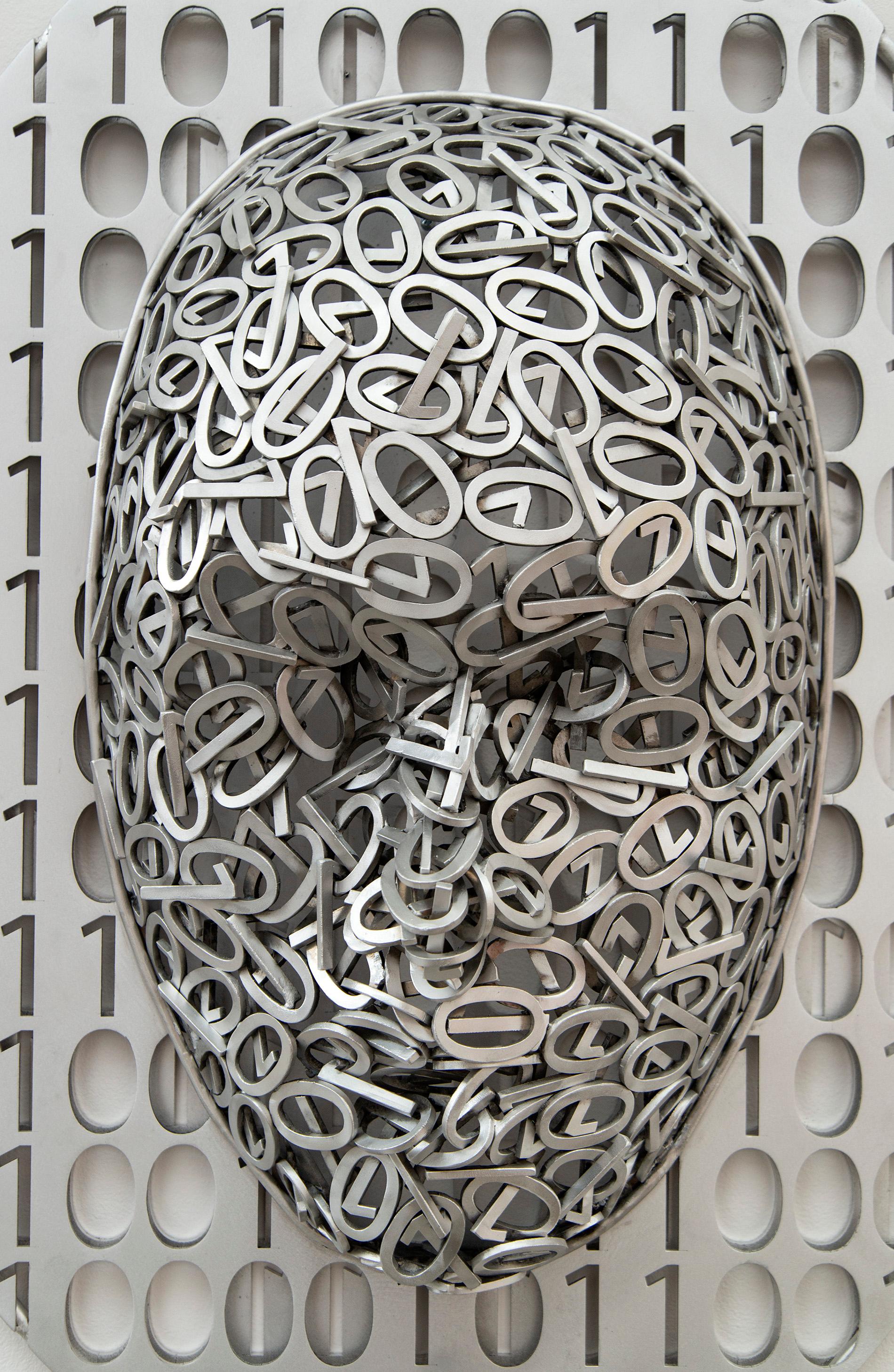 Data Dreams II - figurativ, Aluminium, Metall, Wandskulptur, zeitgenössisch im Angebot 9