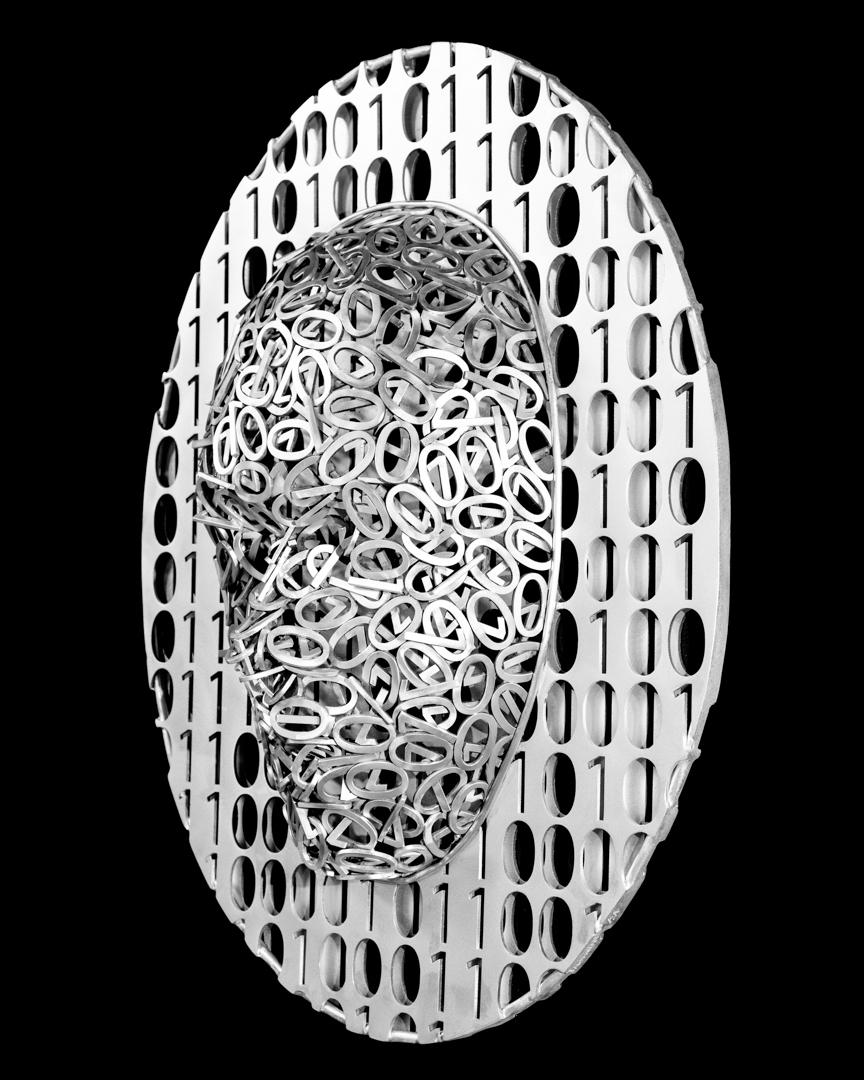 Data Dreams II - figurativ, Aluminium, Metall, Wandskulptur, zeitgenössisch (Abstrakt), Sculpture, von Dale Dunning