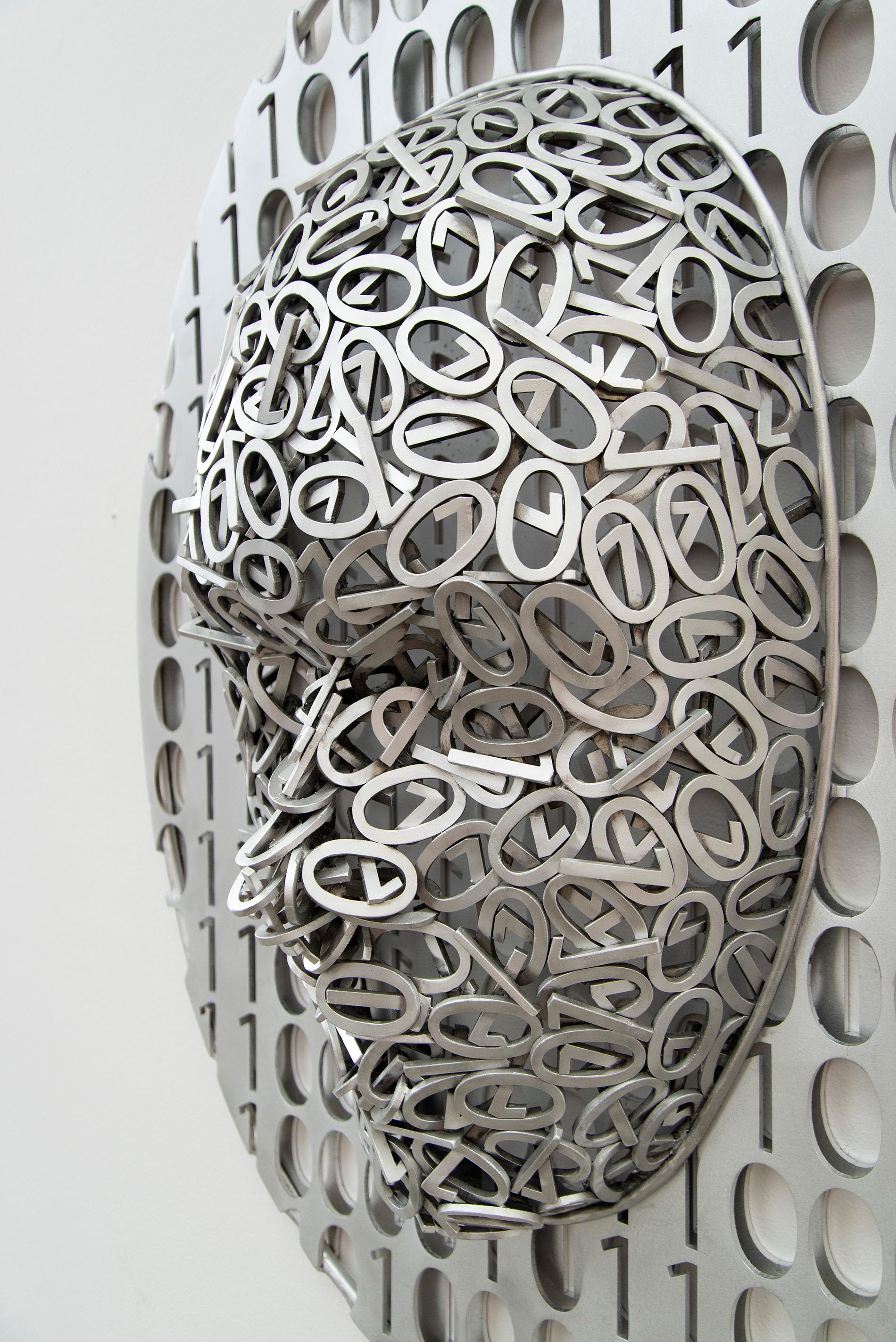 Data Dreams II - figurativ, Aluminium, Metall, Wandskulptur, zeitgenössisch im Angebot 5