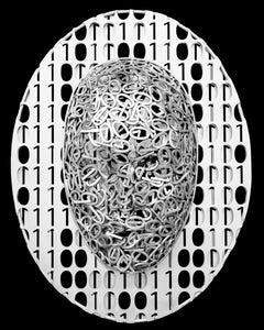 Data Dreams II - scultura figurativa, alluminio, metallo, parete, contemporaneo