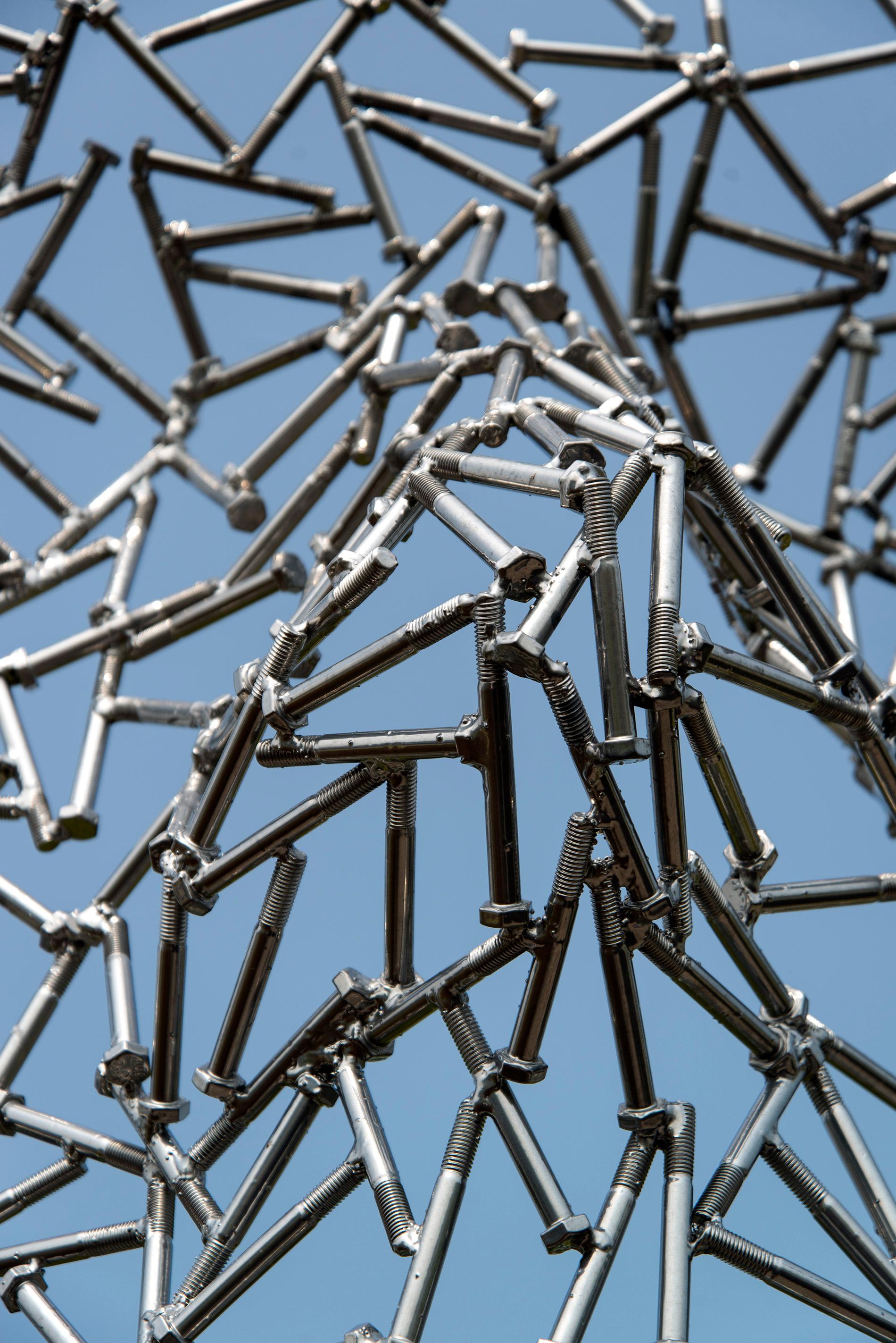 Inside/Out - large, abstracted, figurative, outdoor stainless steel sculpture - Contemporary Sculpture by Dale Dunning