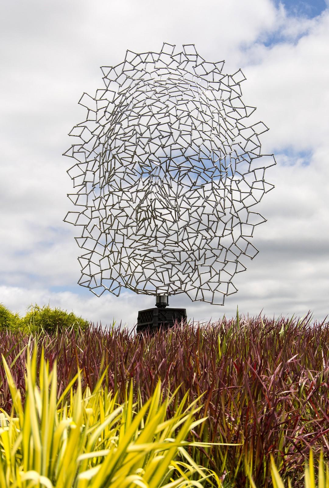 Inside/Out - large, abstracted, figurative, outdoor stainless steel sculpture - Sculpture by Dale Dunning