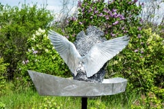 Odyssey - winged figure in boat - outdoor water feature