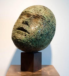 Typecast 2/7 - rustic, gothic, figurative, head, patinated bronze sculpture