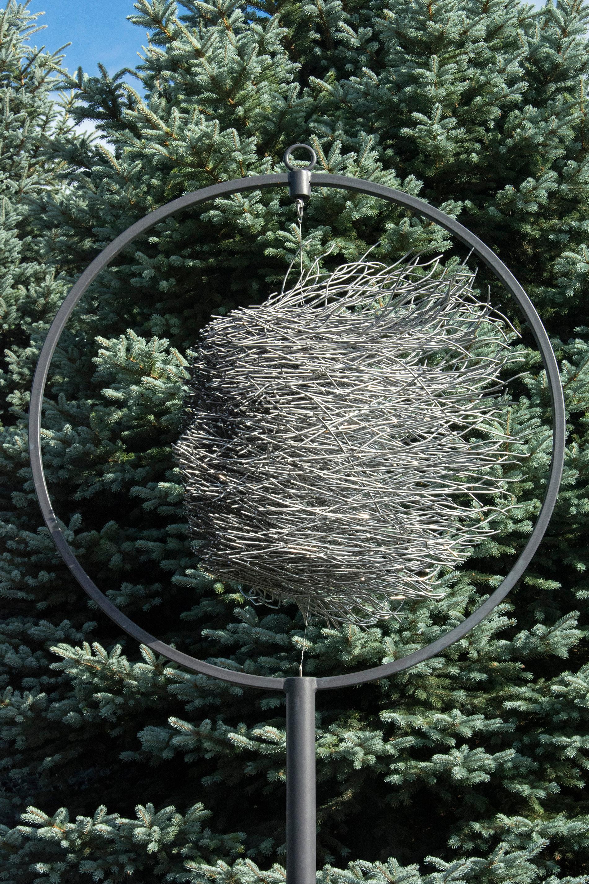 Olas - escultura de exterior alta, de metal, con rostro humano abstracto, de acero revestido - Sculpture Contemporáneo de Dale Dunning