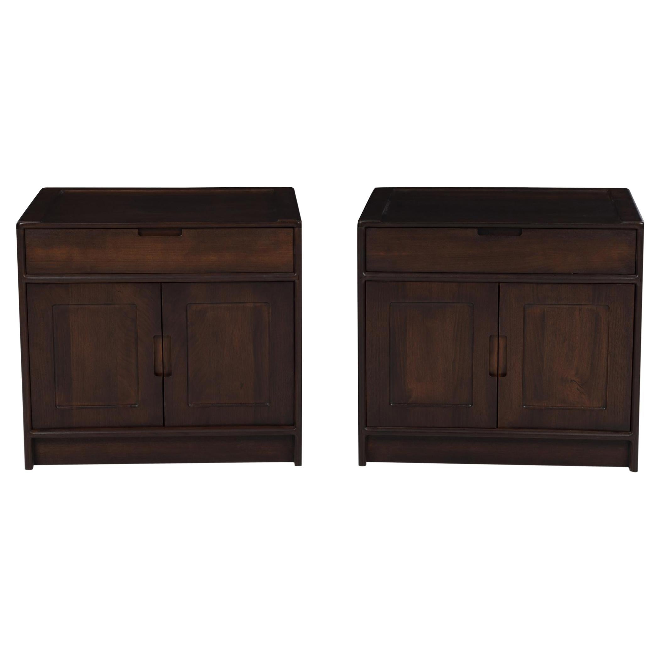 Dale Holub California Craft Pair of Nightstands in Solid Stained Walnut