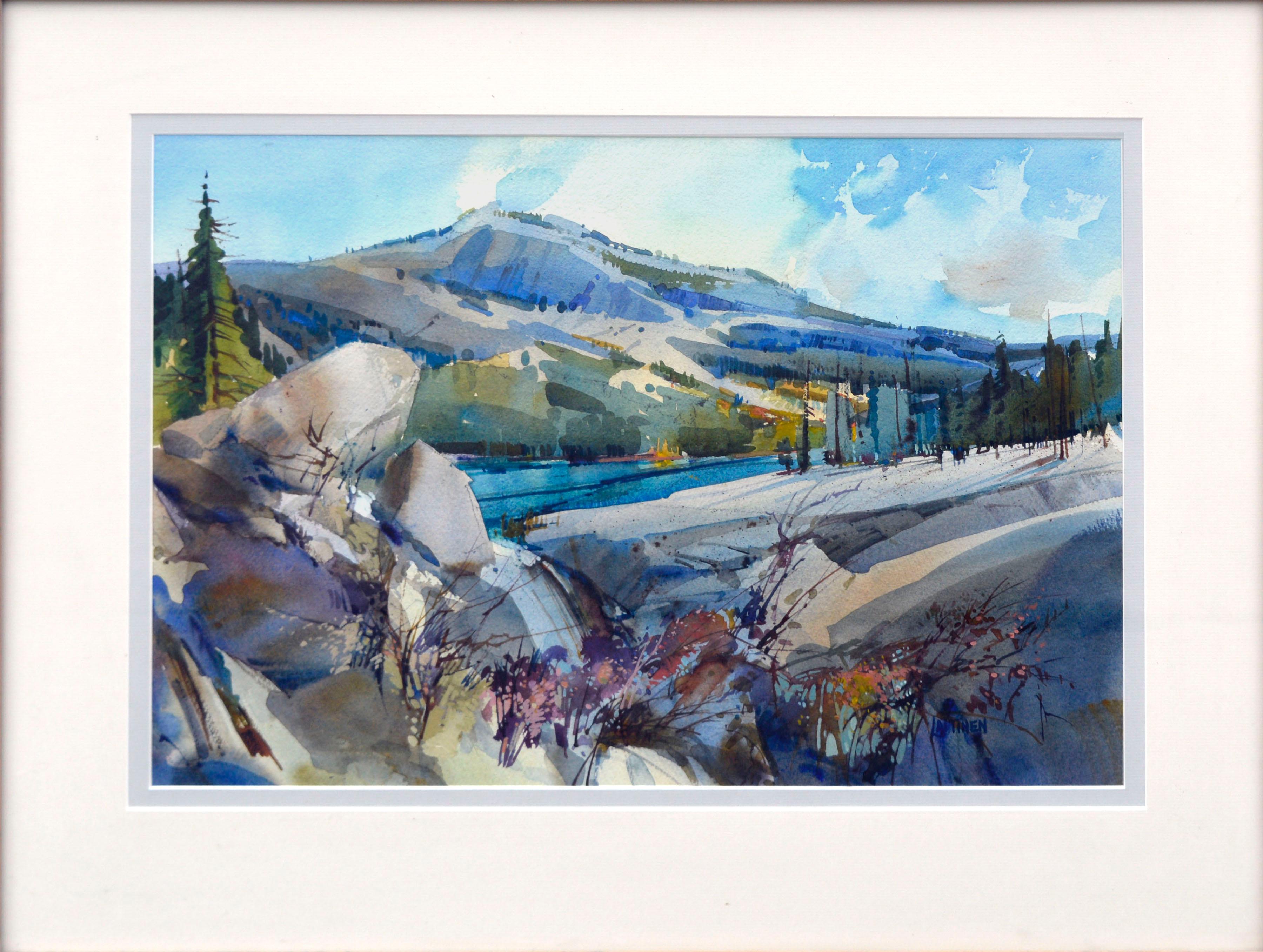 Granite Bluffs Yosemite Watercolor Landscape - Painting by Dale Laitinen