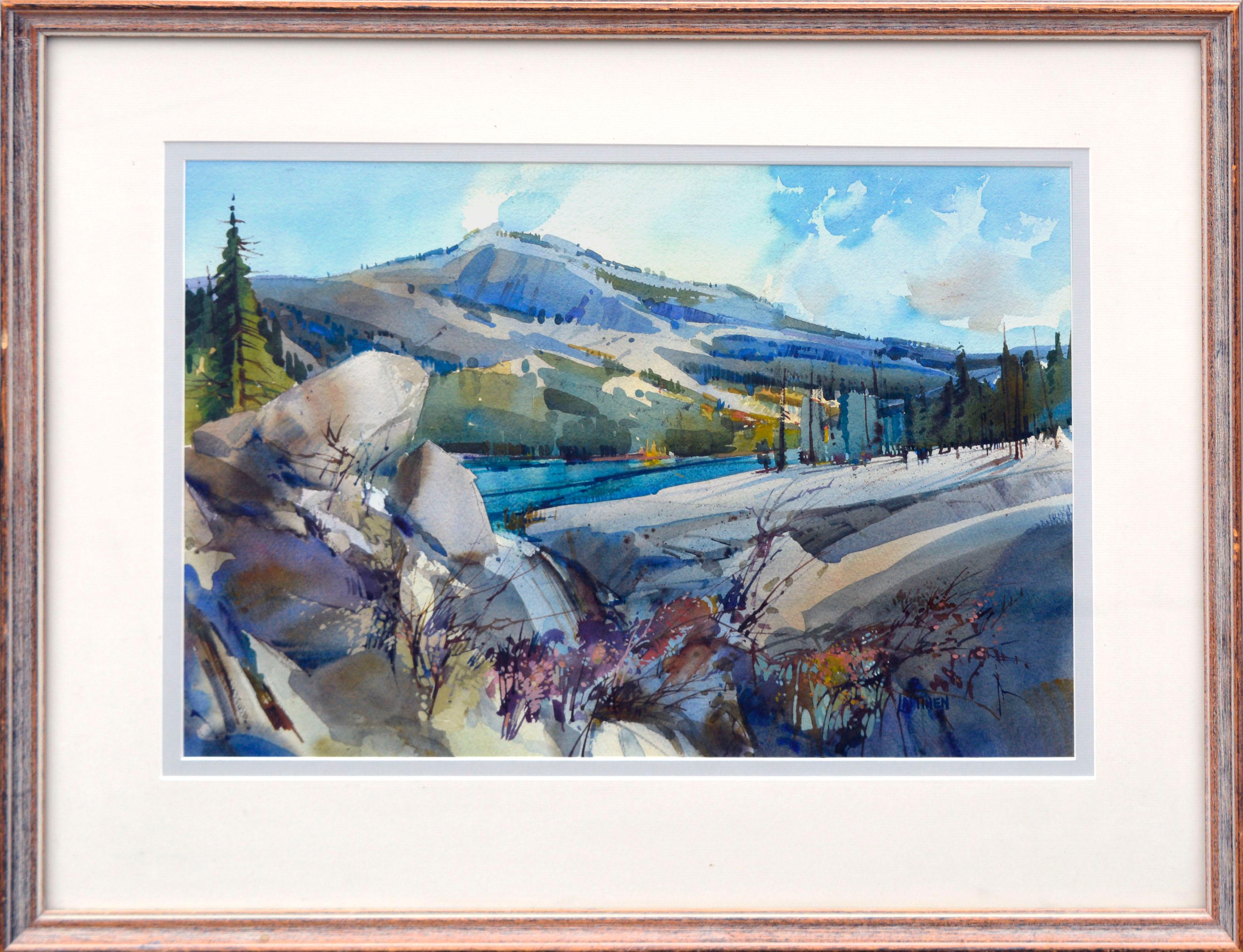 Dale Laitinen Landscape Painting - Granite Bluffs Yosemite Watercolor Landscape