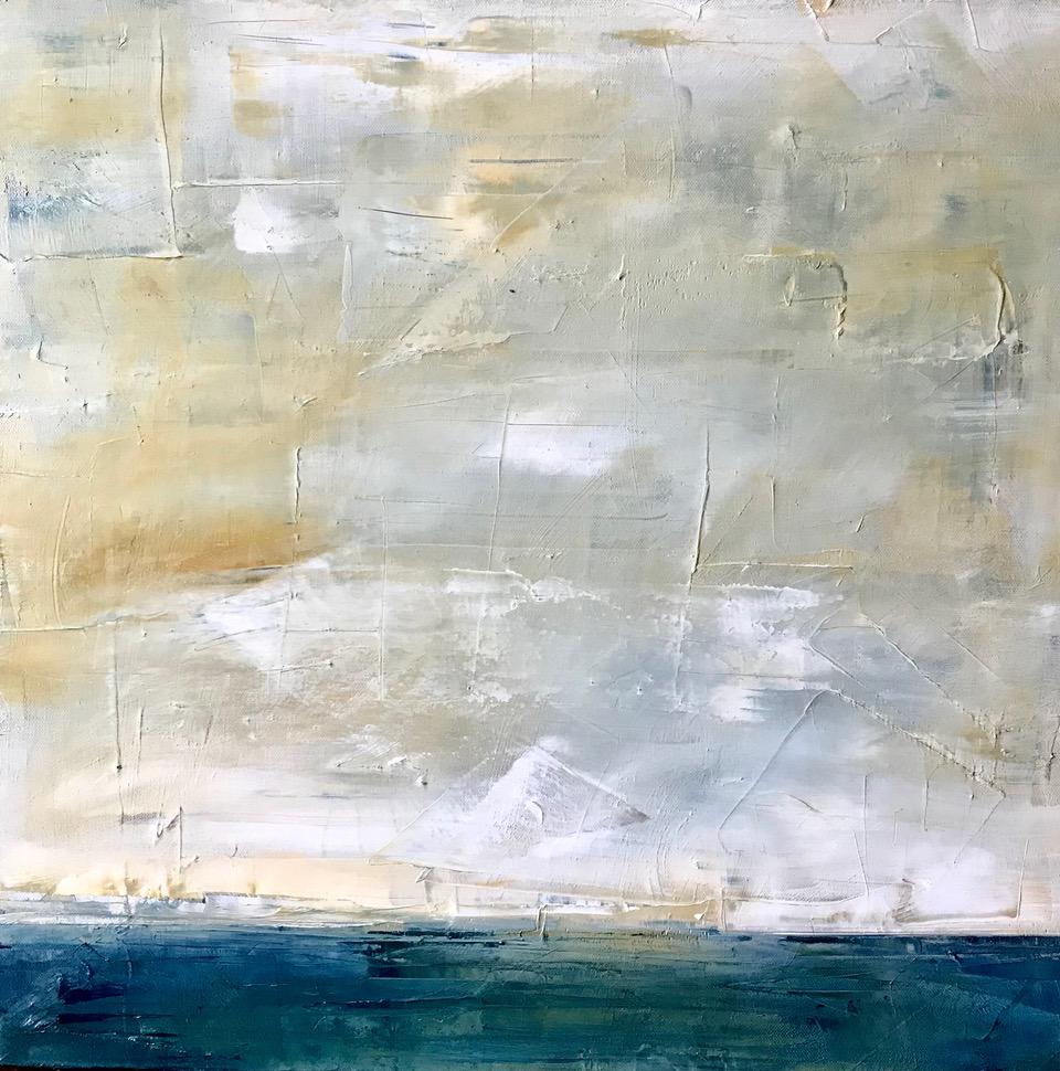 Dale Najarian Landscape Painting - Abstract Sky and Sea, Abstract Landscape, Oil on Canvas, Blue, Yellow, Sea, Sky