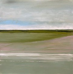 Calm Day, Waterscape, Abstract Landscape, Oil on Wood, Calming