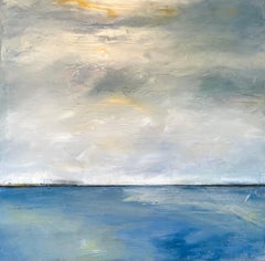 Crisp Air, Waterscape, Abstract Landscape, Oil, White, Blue, Sky