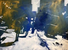 Fifth Avenue, Cityscape, Figures, shadows, Blue, yellow, white, oil, New York