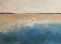 The Perfect Day, Waterscape, Abstract Landscape, Oil, Linen, Pink, White, Beach