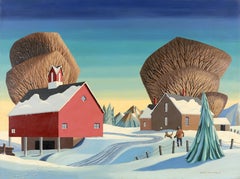 "Winter" American Modernism WPA Regionalism Landscape  Mid-Century Magic Realism