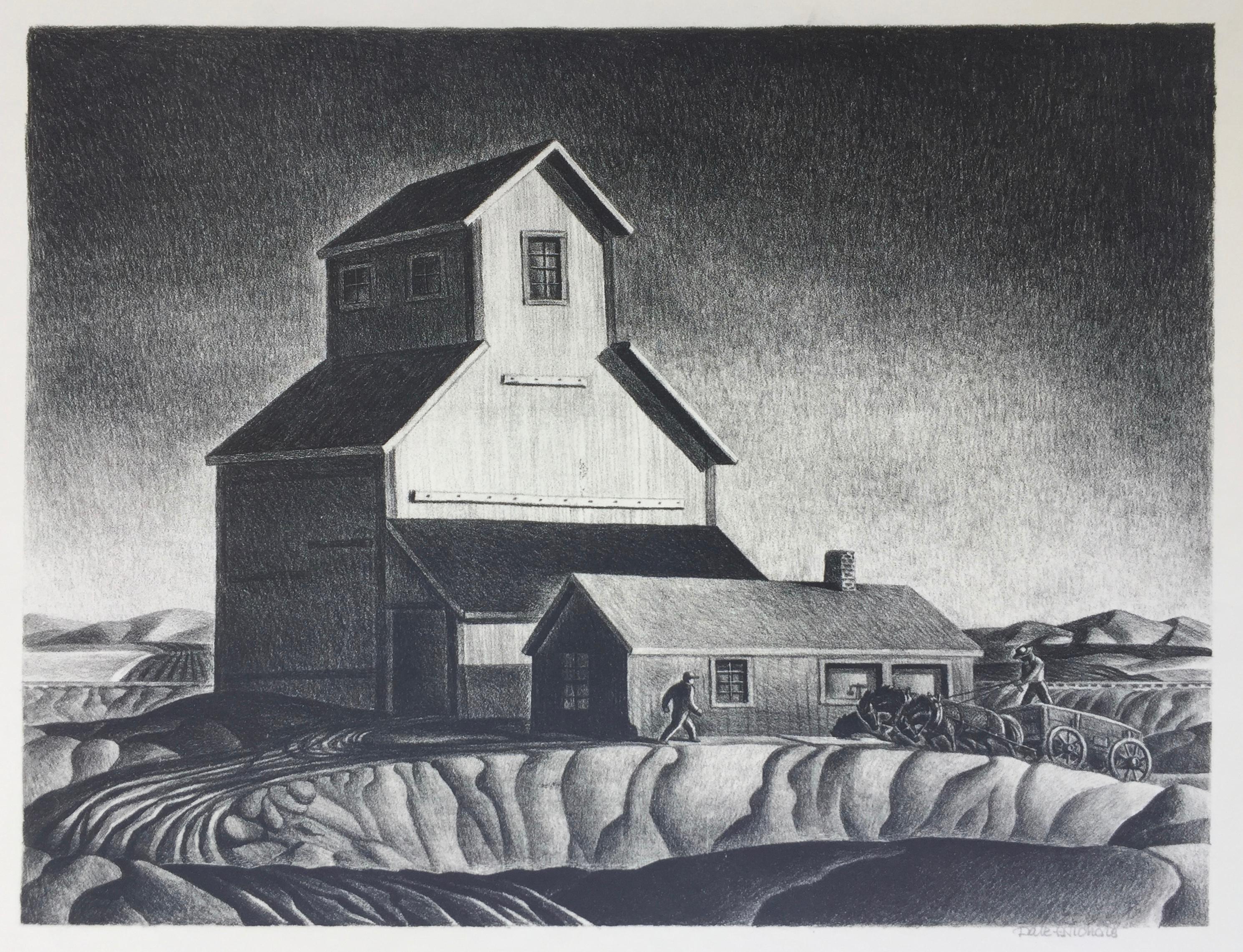 Dale Nichols Landscape Print - Grain Elevator