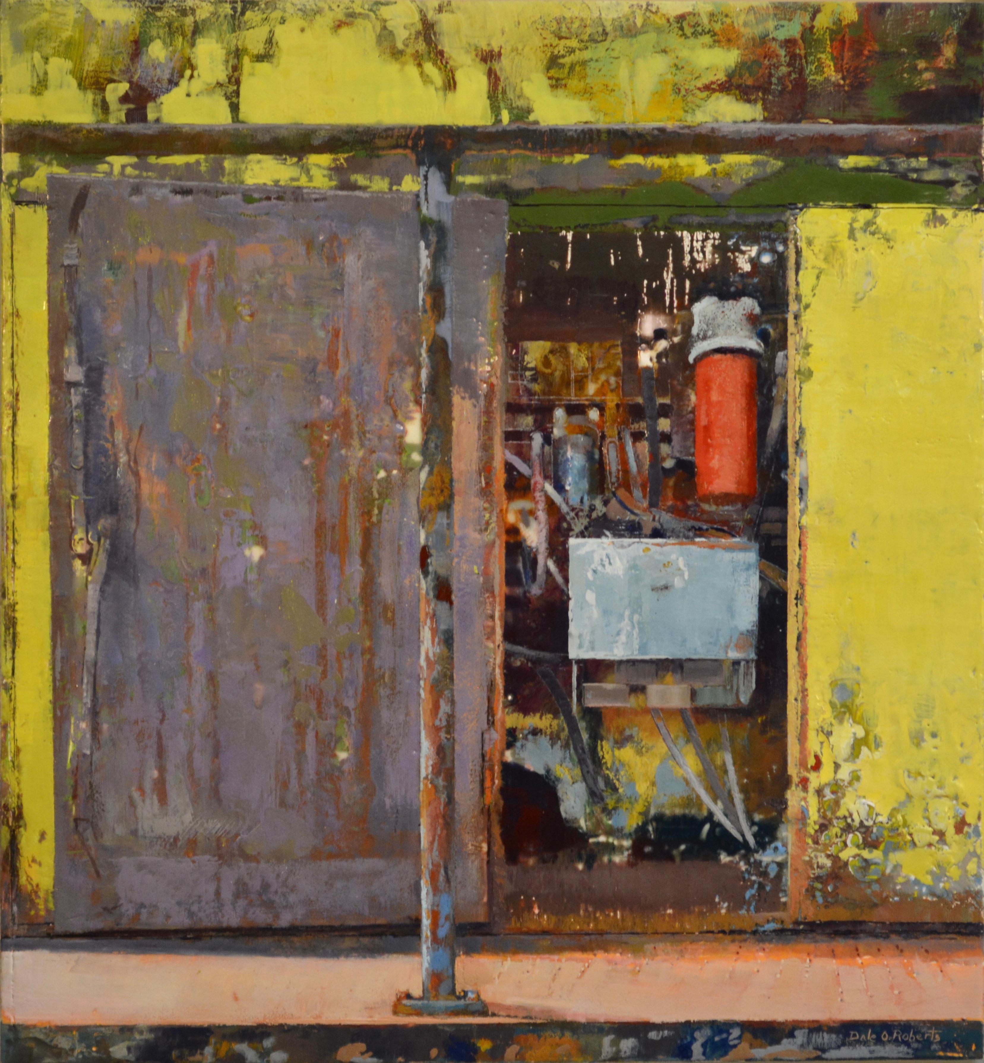 "Oxidized Boxcar" Encaustic painting