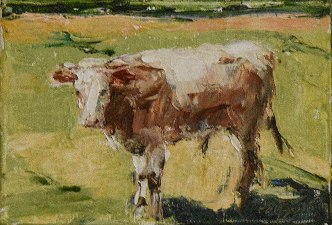 brown cow painting