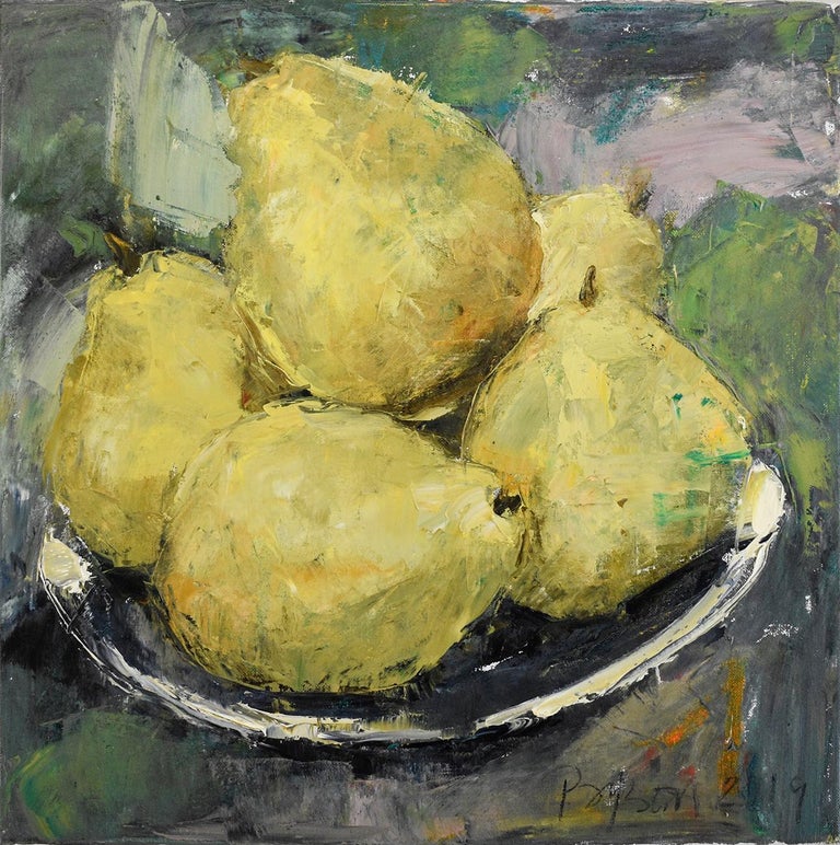 Dale Payson Pears Impressionistic Fruit Still Life Painting Of Chartreuse Yellow Pears For Sale At 1stdibs