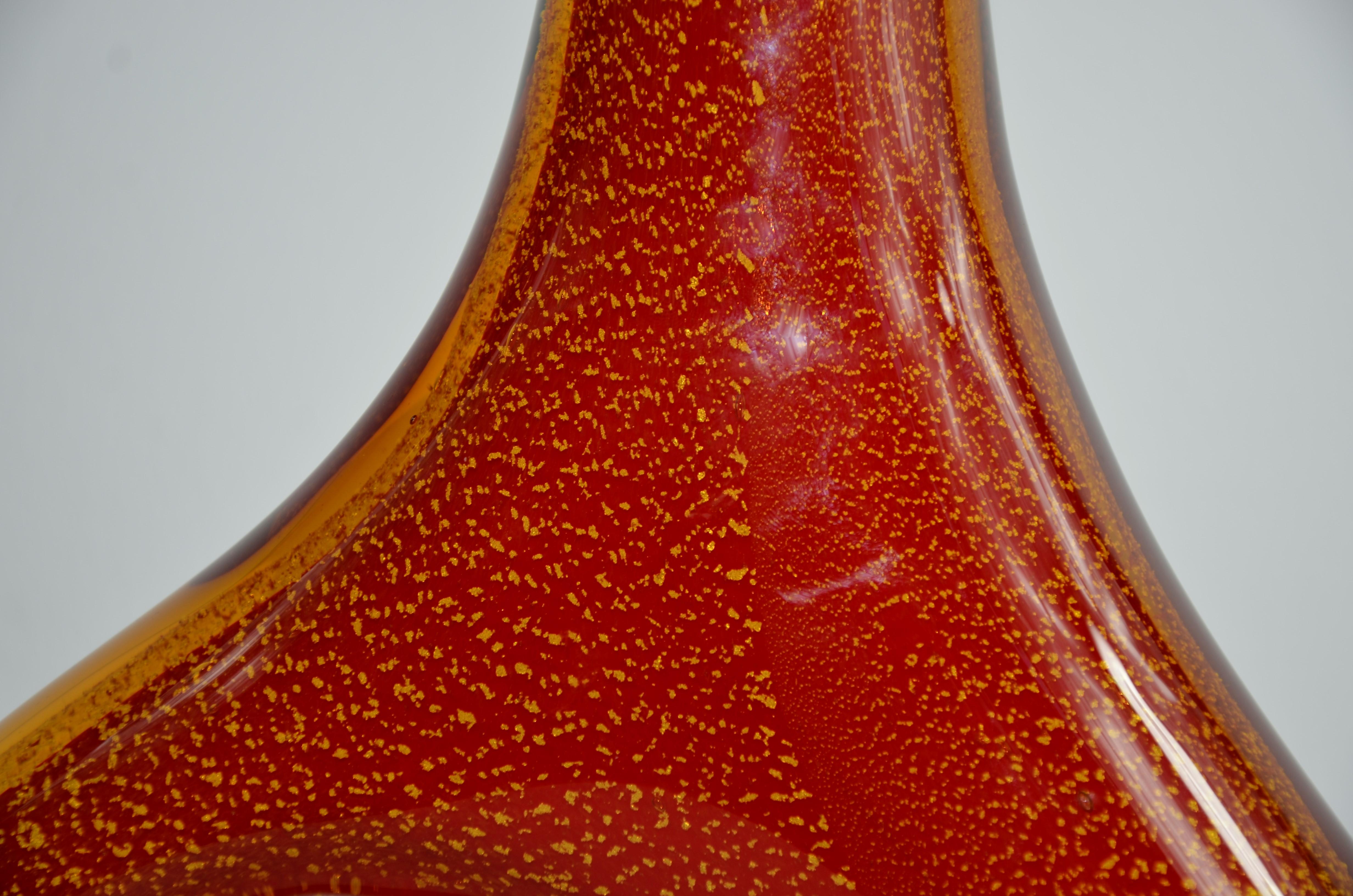 Dale Tiffany Orange Red with Gold Fleck Organic Shape Blown Art Glass Vase 5