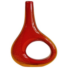 Dale Tiffany Orange Red with Gold Fleck Organic Shape Blown Art Glass Vase