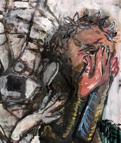 "One Waiting Too", acrylic, paper, angels, humanity, loss, myth, surrender