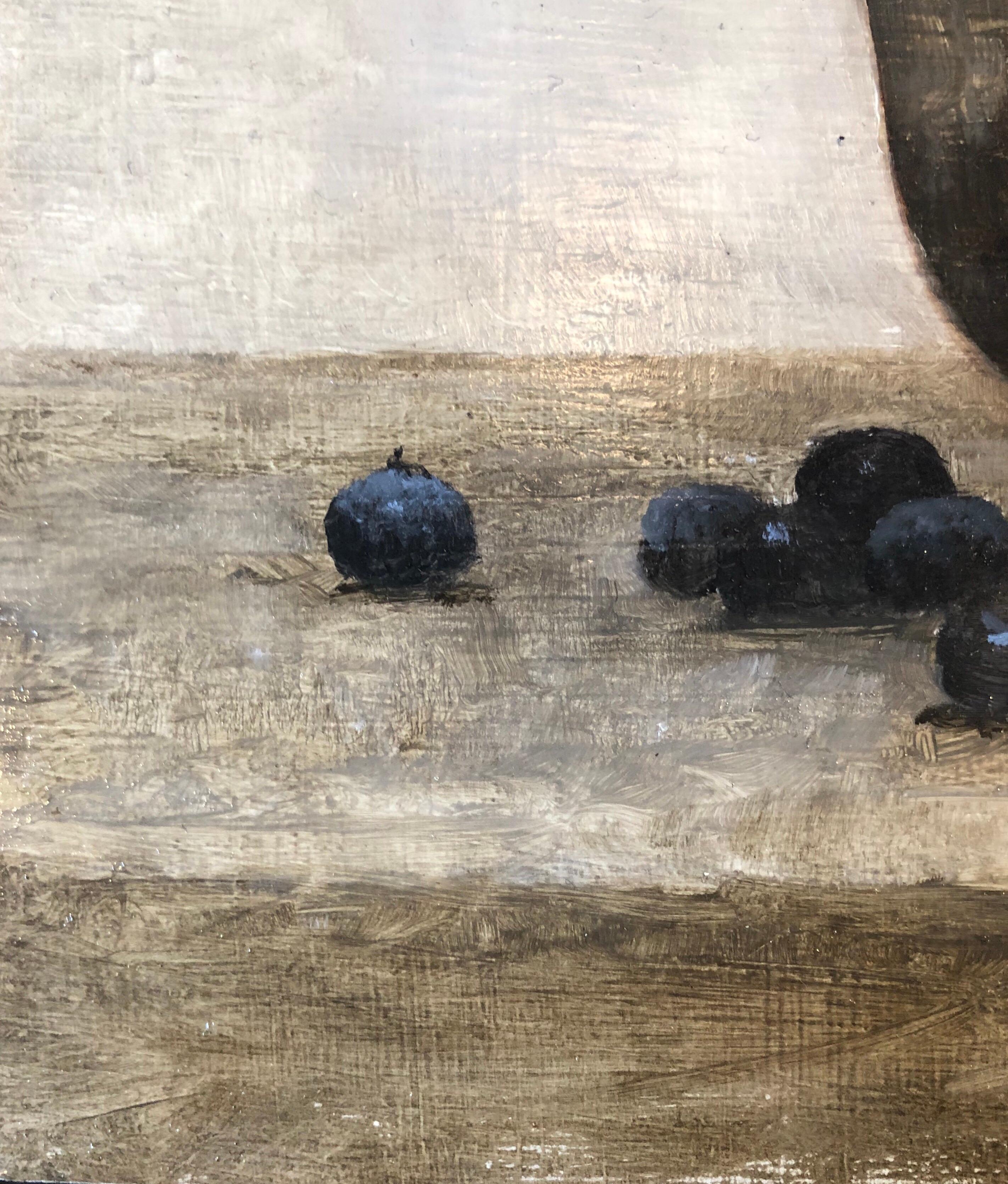 Blueberries - Black Still-Life Painting by Dale Zinkowski