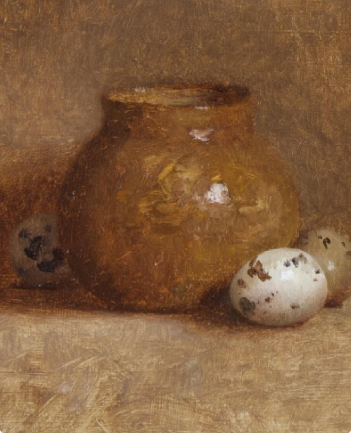 Poterie et œufs fantômes - Réalisme américain Painting par Dale Zinkowski