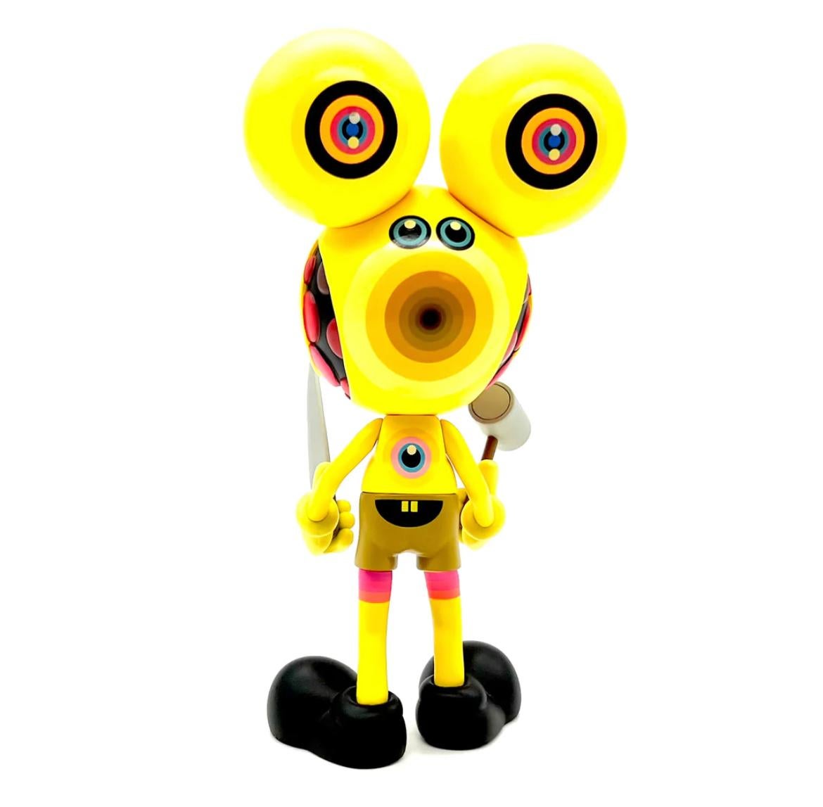 Spacemonkey Toy Series 2 (Happy Pants Yellow) Ed. 20/120 - Sculpture by Dalek