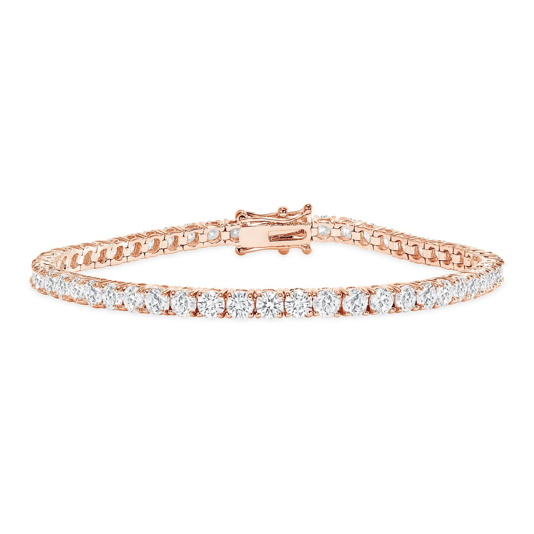 Tennisarmband aus 14 Karat Gold mit strahlendem Diamanten im Rundschliff Damen im Angebot