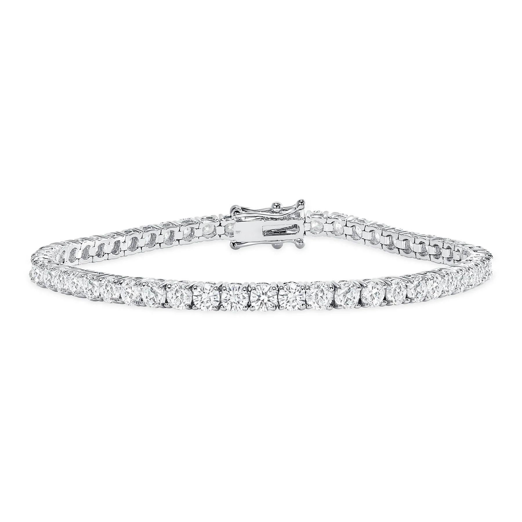 Tennisarmband aus 14 Karat Gold mit strahlendem Diamanten im Rundschliff im Angebot 2