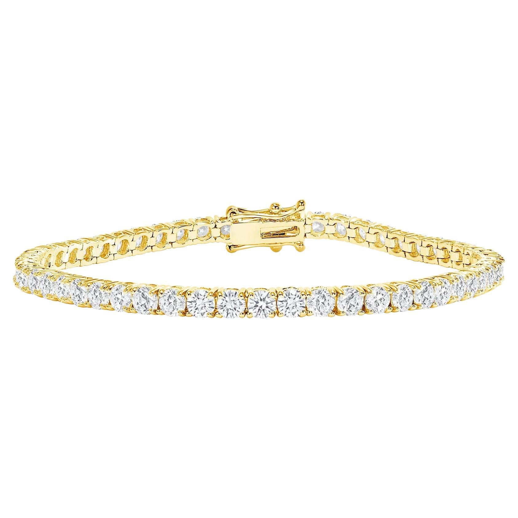 Bracciale tennis in oro 14K con diamanti taglio rotondo radiante