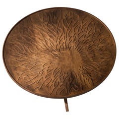 Dali Coffee Table, Solid Walnut Wood Coffee Table with Branch Carved Top Design