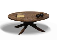 Dali Coffee Table, Solid Walnut Wood Coffee Table with Branch Carved Top Design